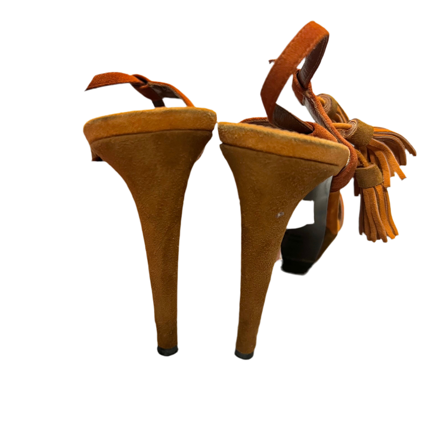 Sandals Designer By Sergio Rossi In Brown & Orange, Size: 8.5