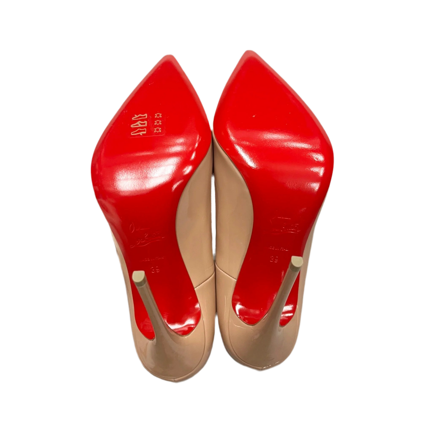 Shoes Luxury Designer By Christian Louboutin In Tan, Size: 8.5