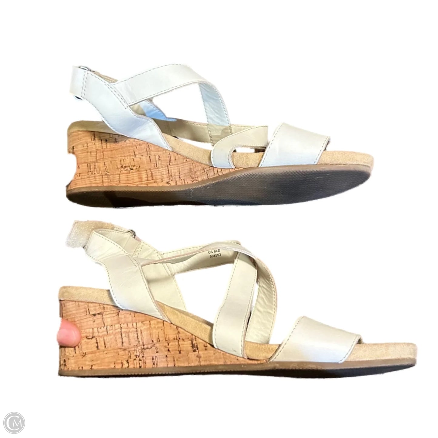 Sandals Heels Wedge In White, Size: 9.5
