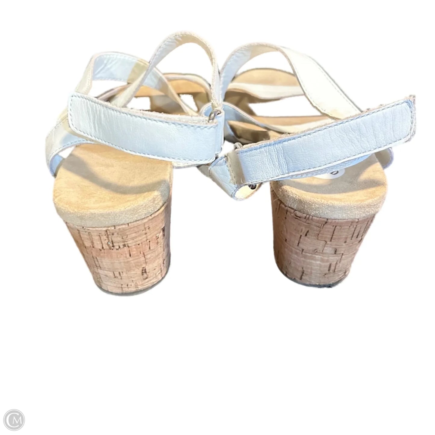 Sandals Heels Wedge In White, Size: 9.5