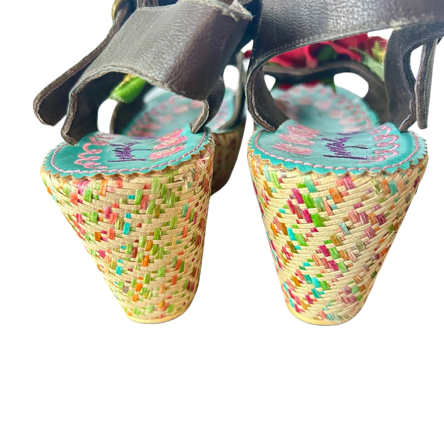Sandals Heels Platform By Irregular Choice In Brown & Red, Size: 10.5