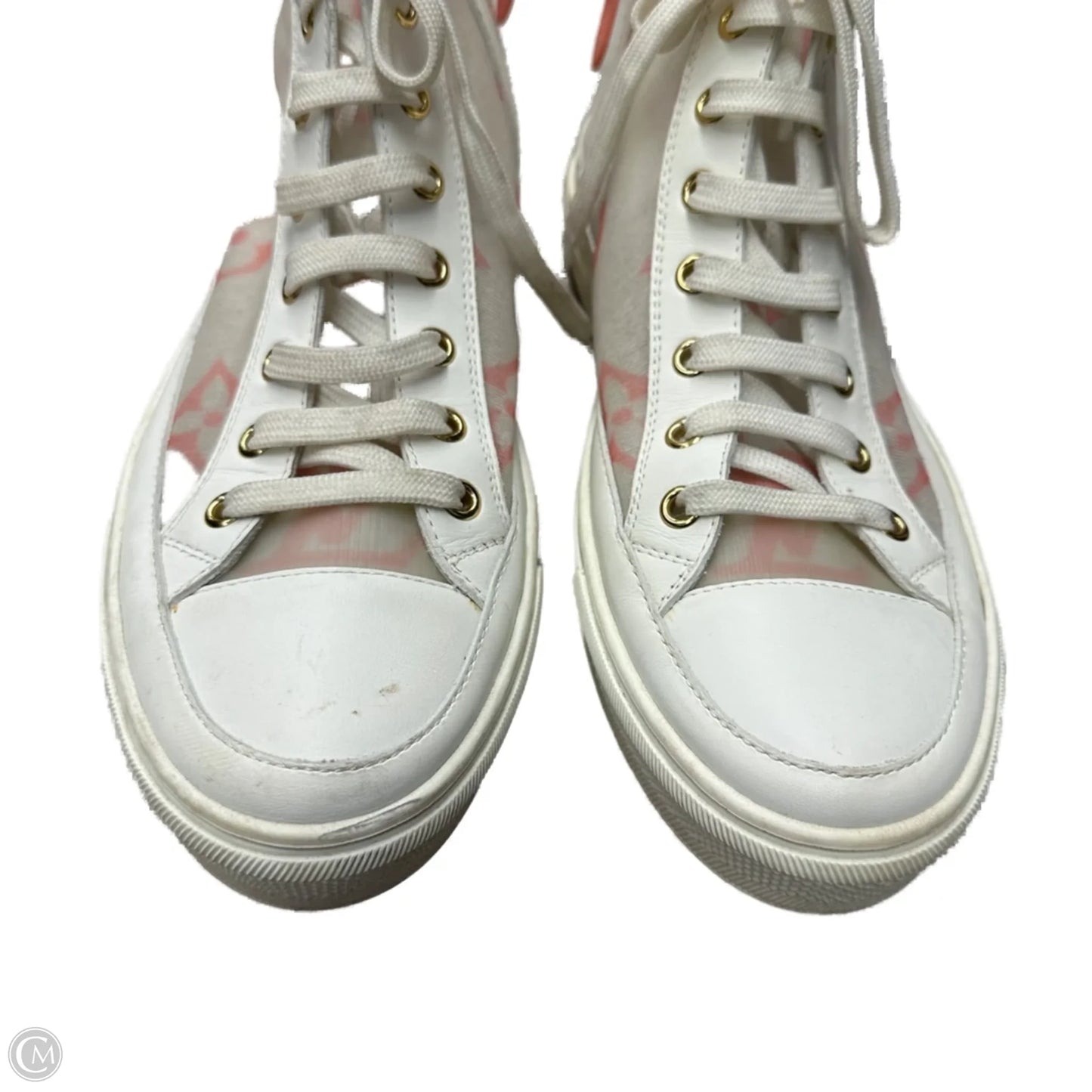 Shoes Luxury Designer By Louis Vuitton In Pink & White, Size: 8.5