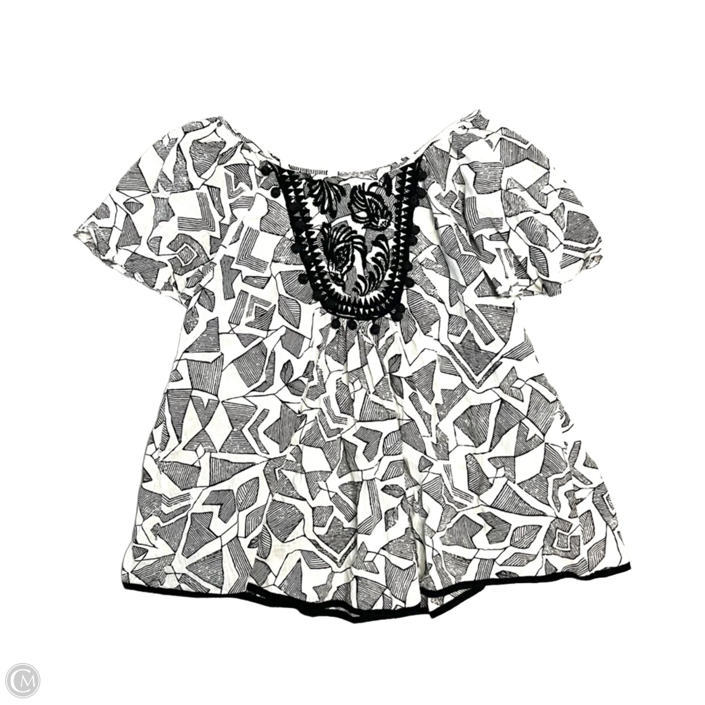 Top Short Sleeve By Floreat In Black & White, Size: S
