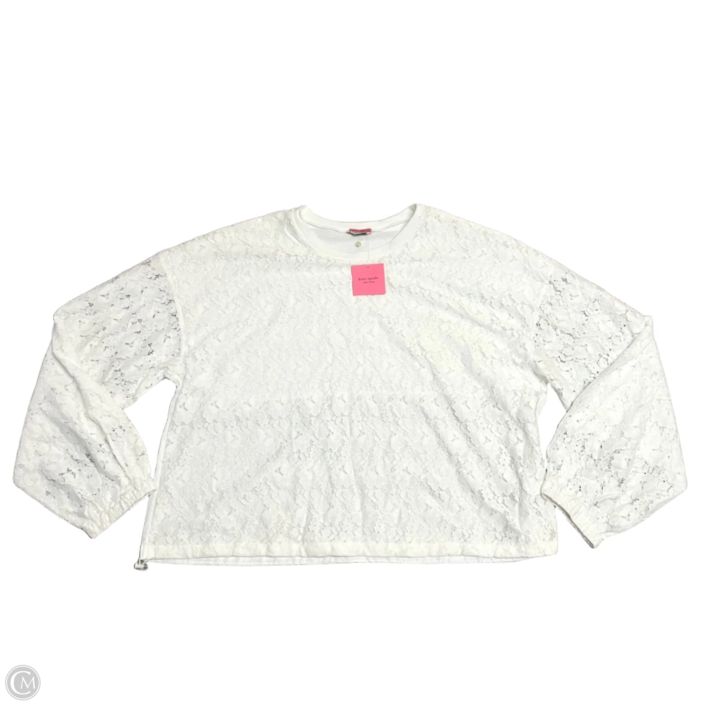 Top Long Sleeve Designer By Kate Spade In White, Size: Xxl