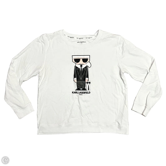 Sweatshirt Designer By Karl Lagerfeld In White, Size: L