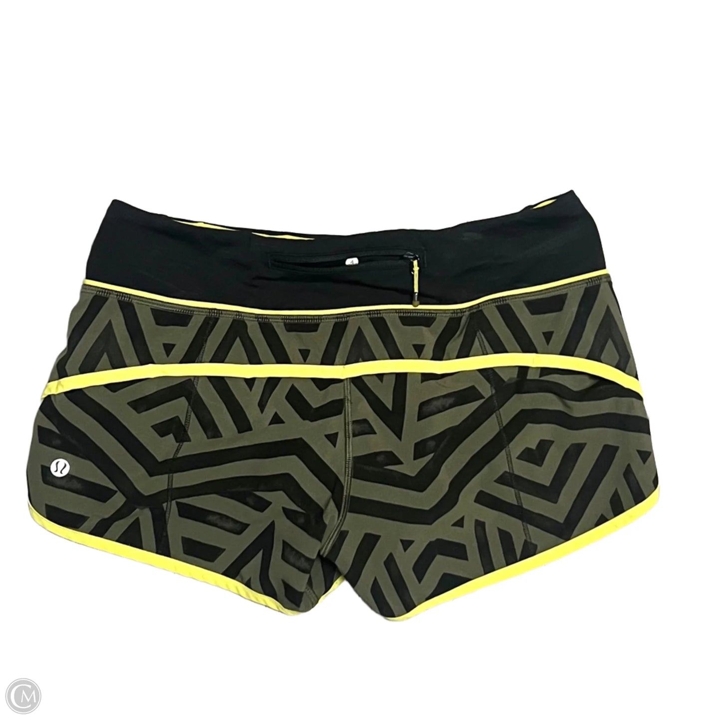 Athletic Shorts By Lululemon In Green & Yellow, Size: 4