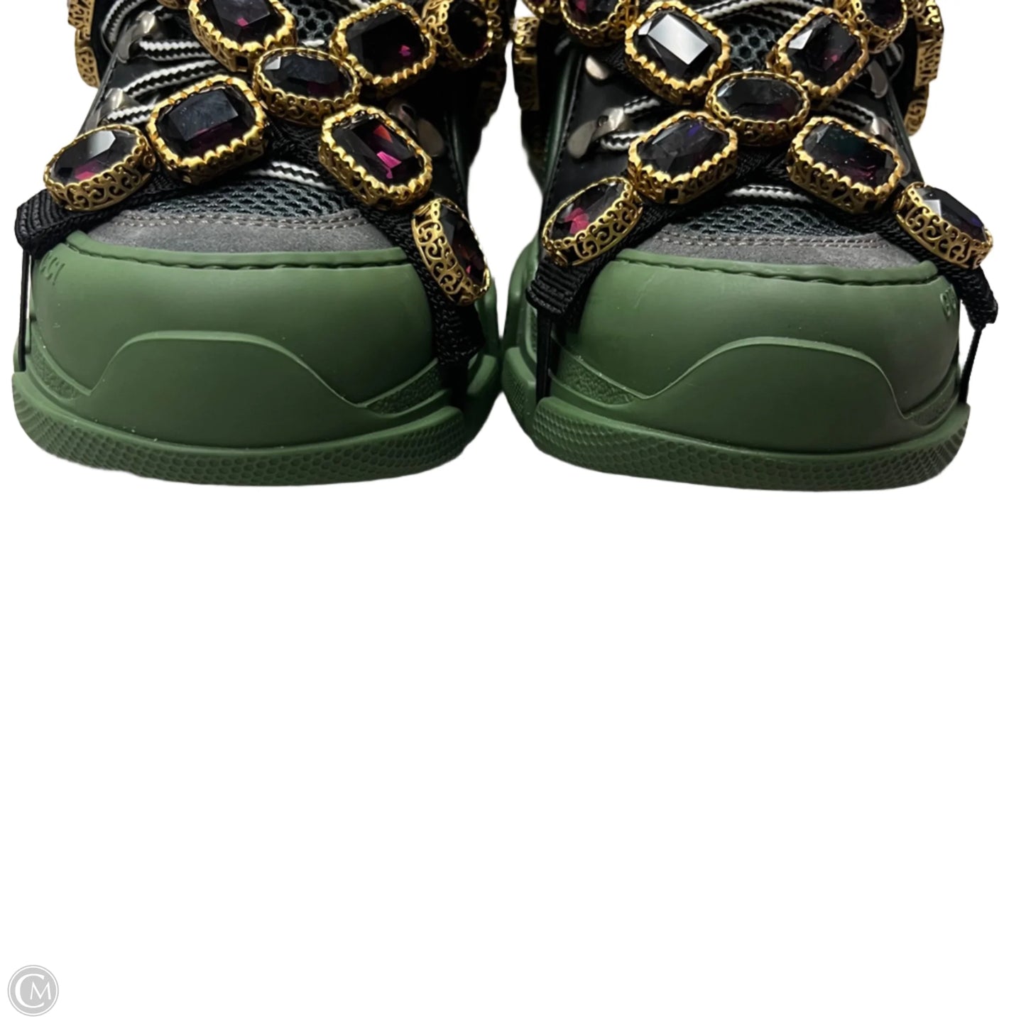 Shoes Luxury Designer By Gucci In Black & Green, Size: 5.5