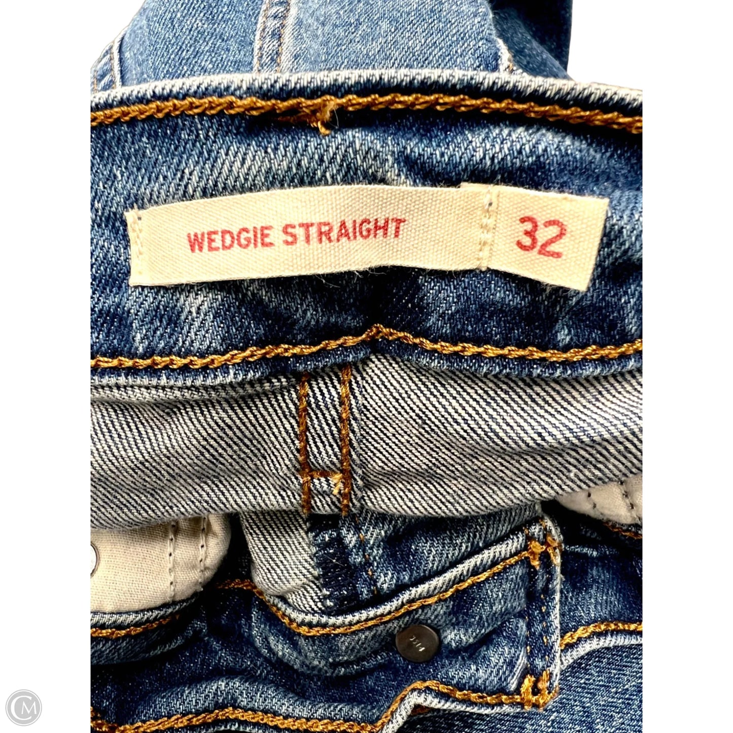 Jeans Straight By Levis In Blue Denim, Size: 14