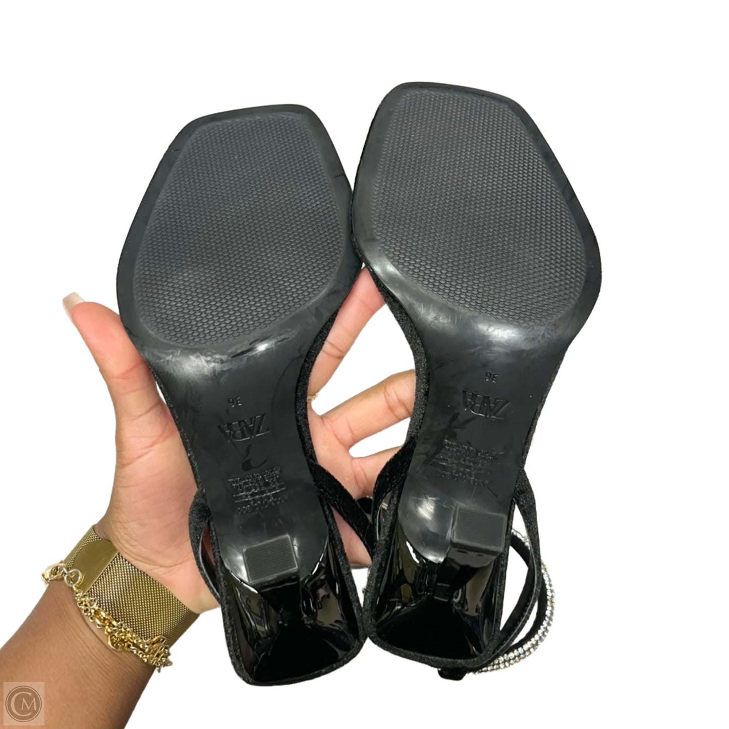 Sandals Heels Kitten By Zara In Black, Size: 5.5