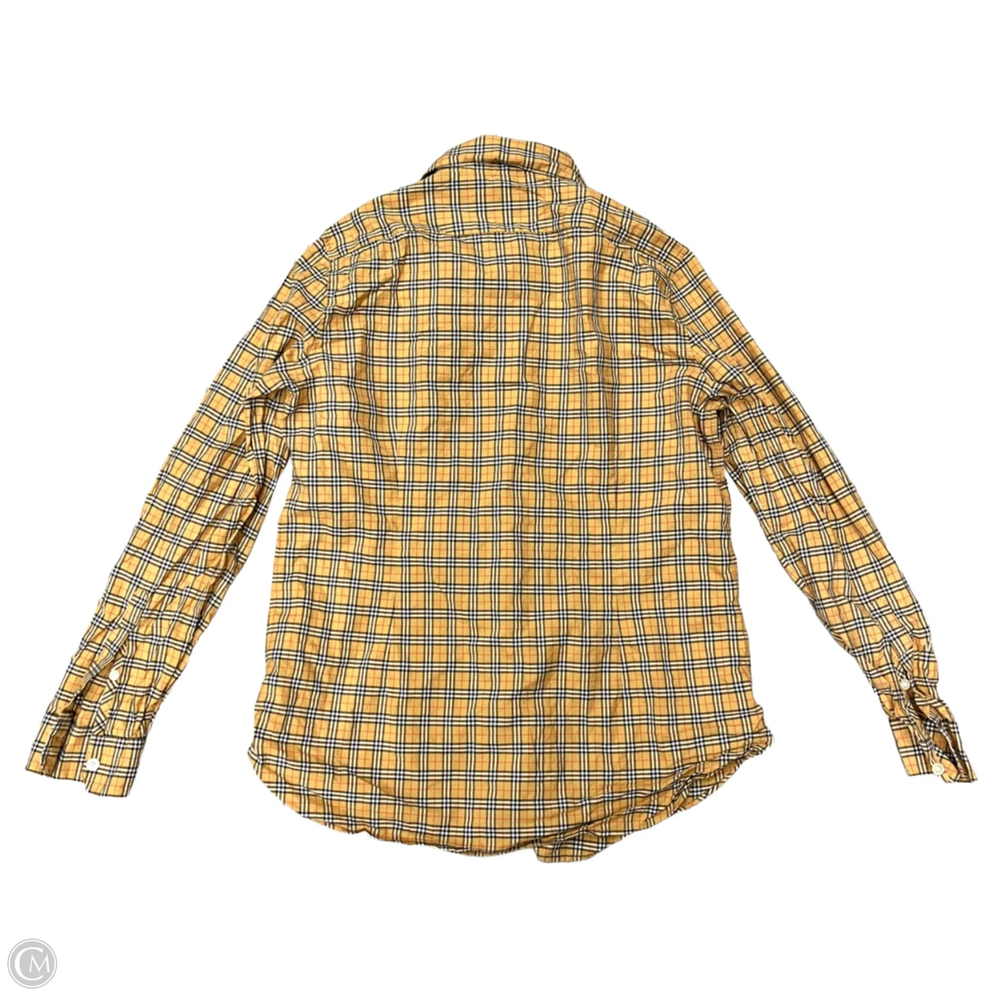 Top Long Sleeve Luxury Designer By Burberry In Plaid Pattern, Size: M