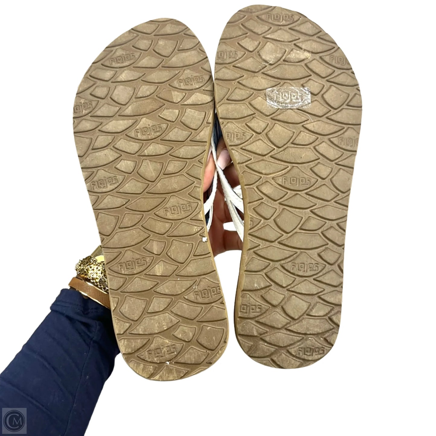 Sandals Flats By Flojos In Tan & White, Size: 7
