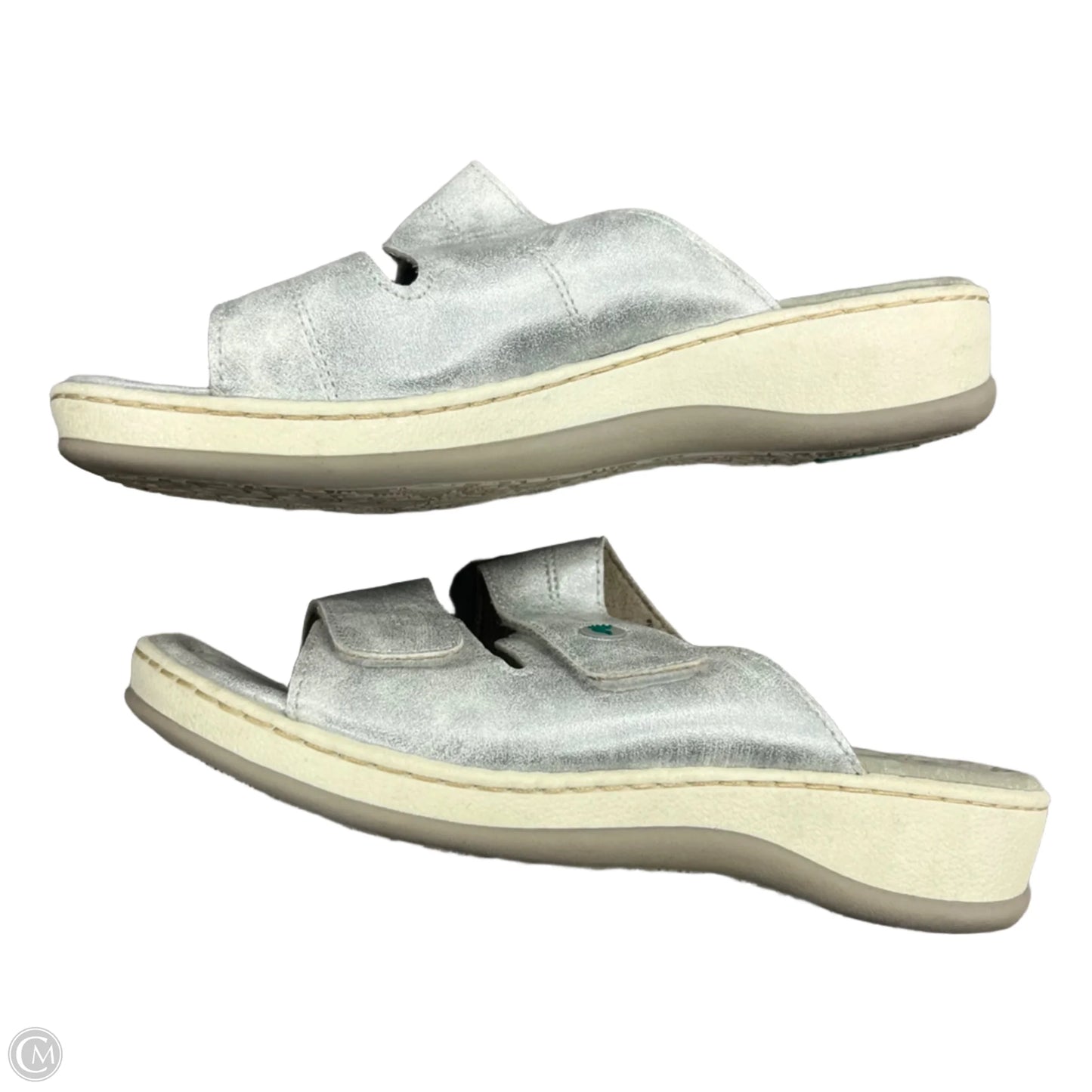 Sandals Heels Platform By Footflex In Silver, Size: 7