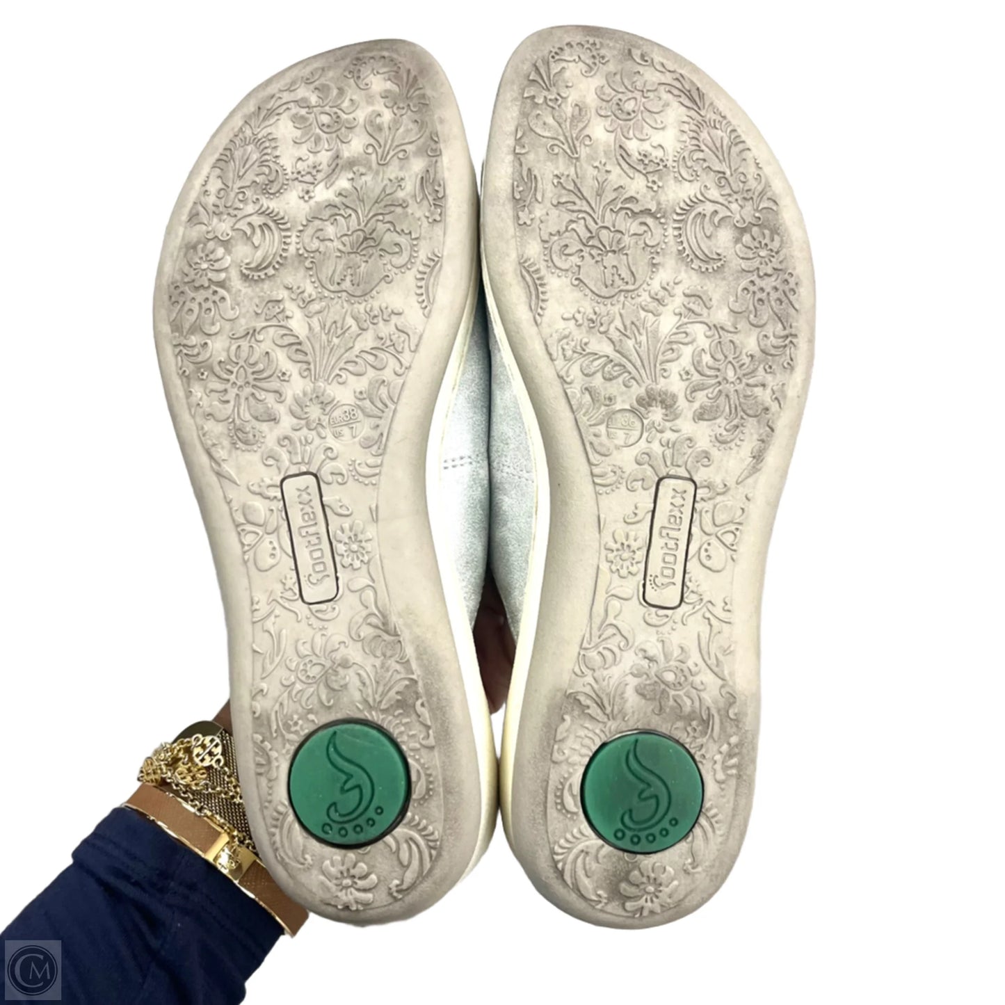Sandals Heels Platform By Footflex In Silver, Size: 7
