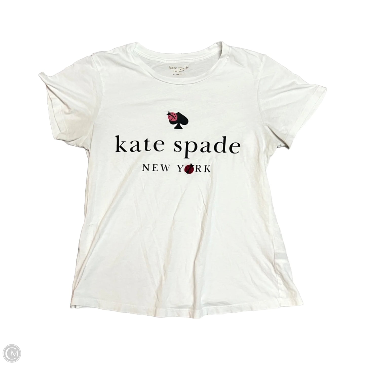 Top Short Sleeve Designer By Kate Spade In White, Size: M