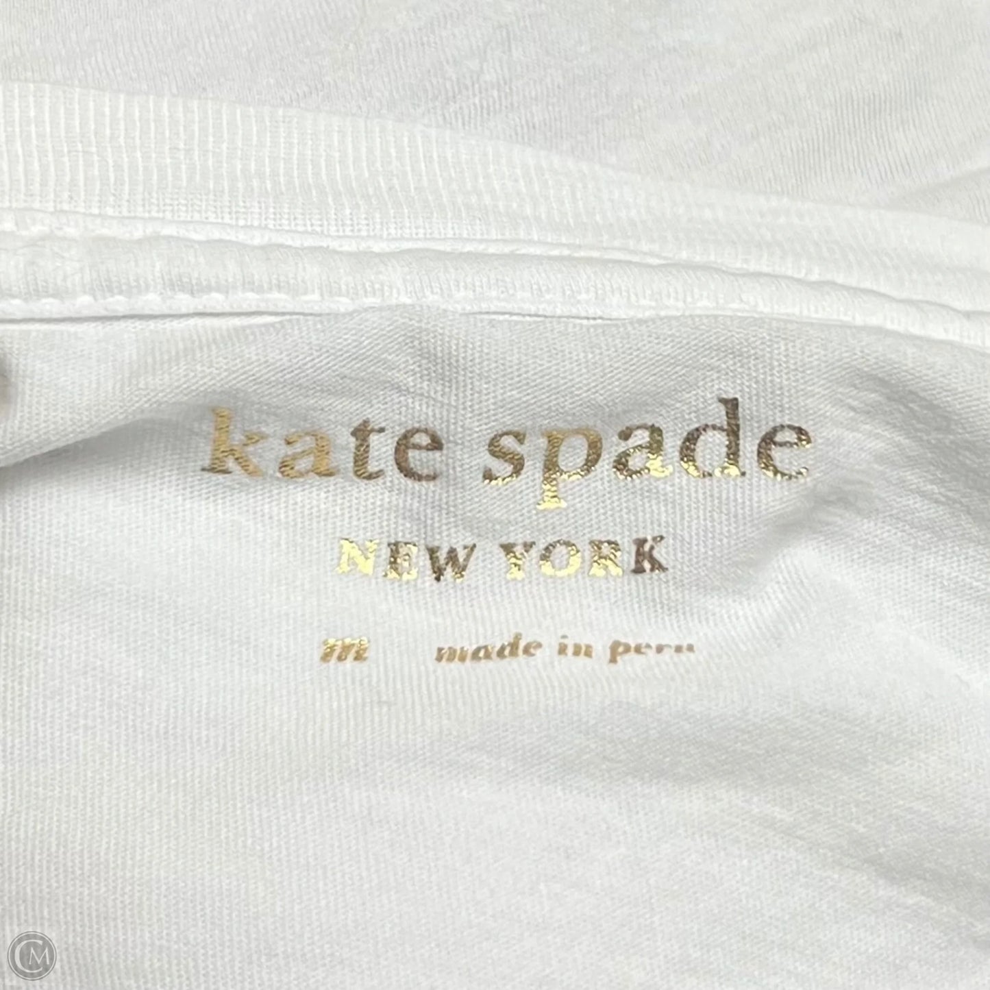 Top Short Sleeve Designer By Kate Spade In White, Size: M