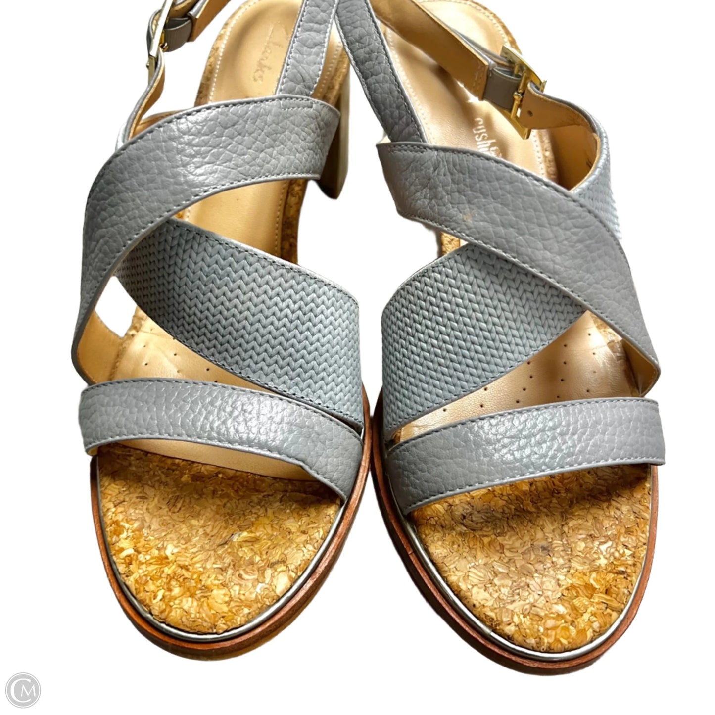 Sandals Heels Block By Clarks In Grey, Size: 7.5