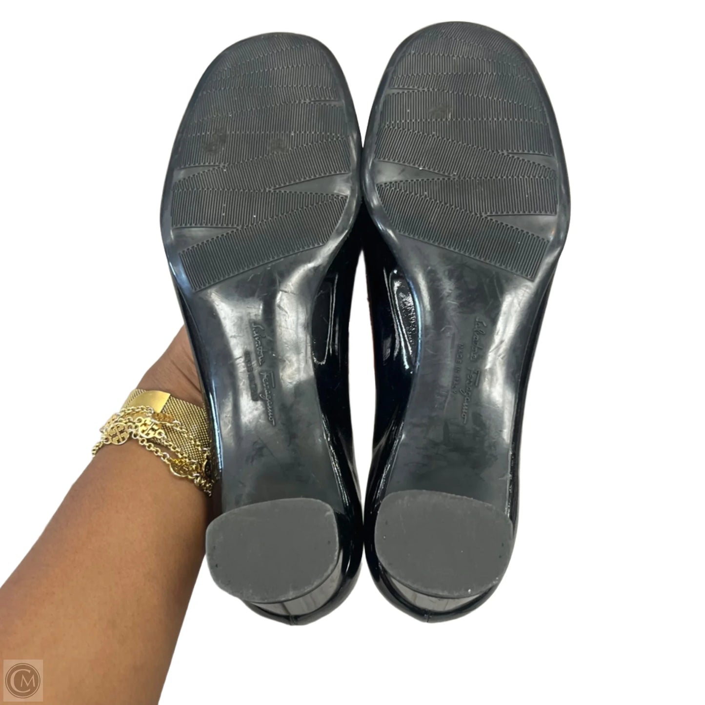 Shoes Designer By Ferragamo In Black, Size: 6.5