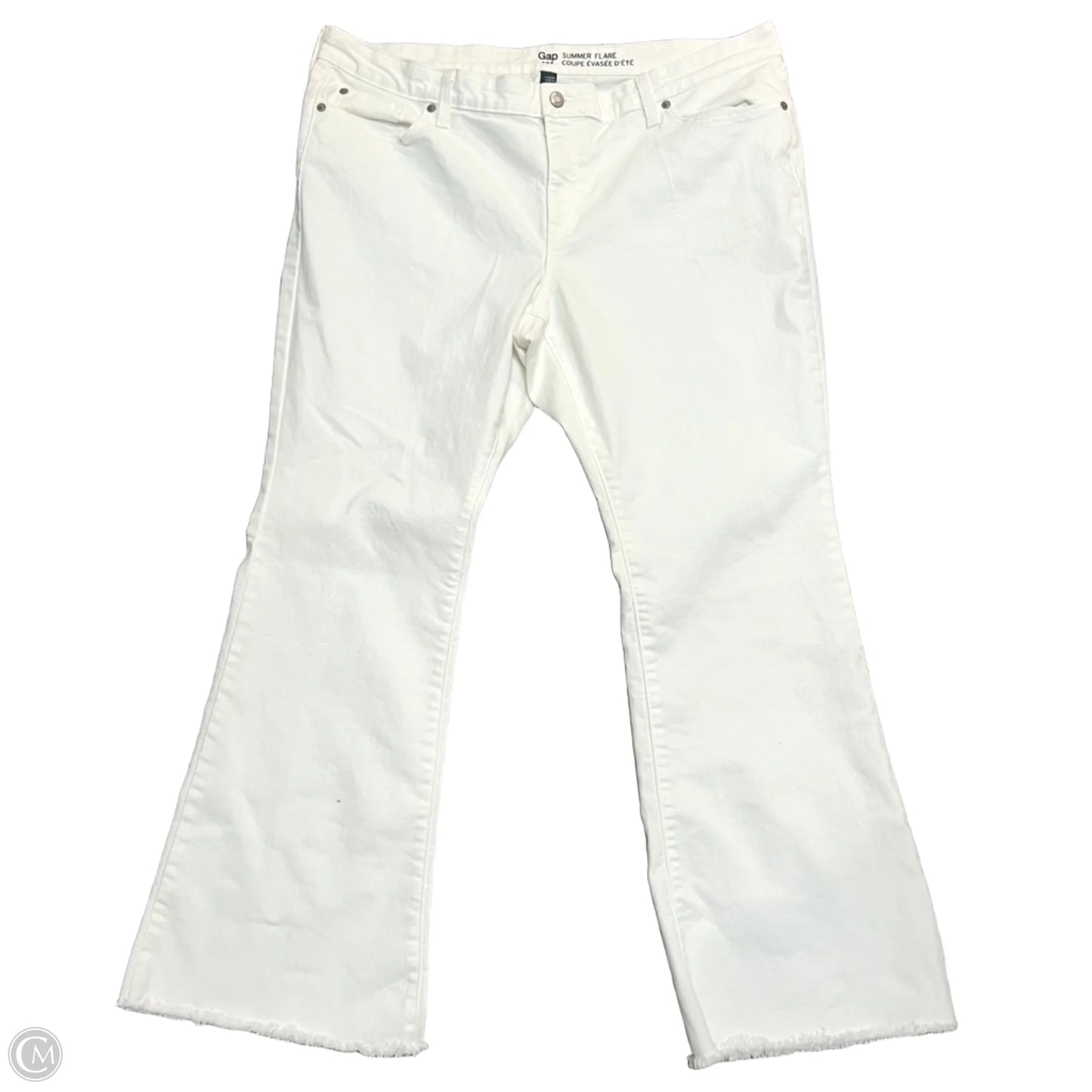 Jeans Flared By Gap In White Denim, Size: 18
