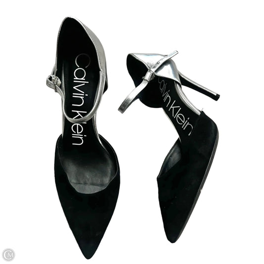 Shoes Heels Stiletto By Calvin Klein In Black & Silver, Size: 8.5