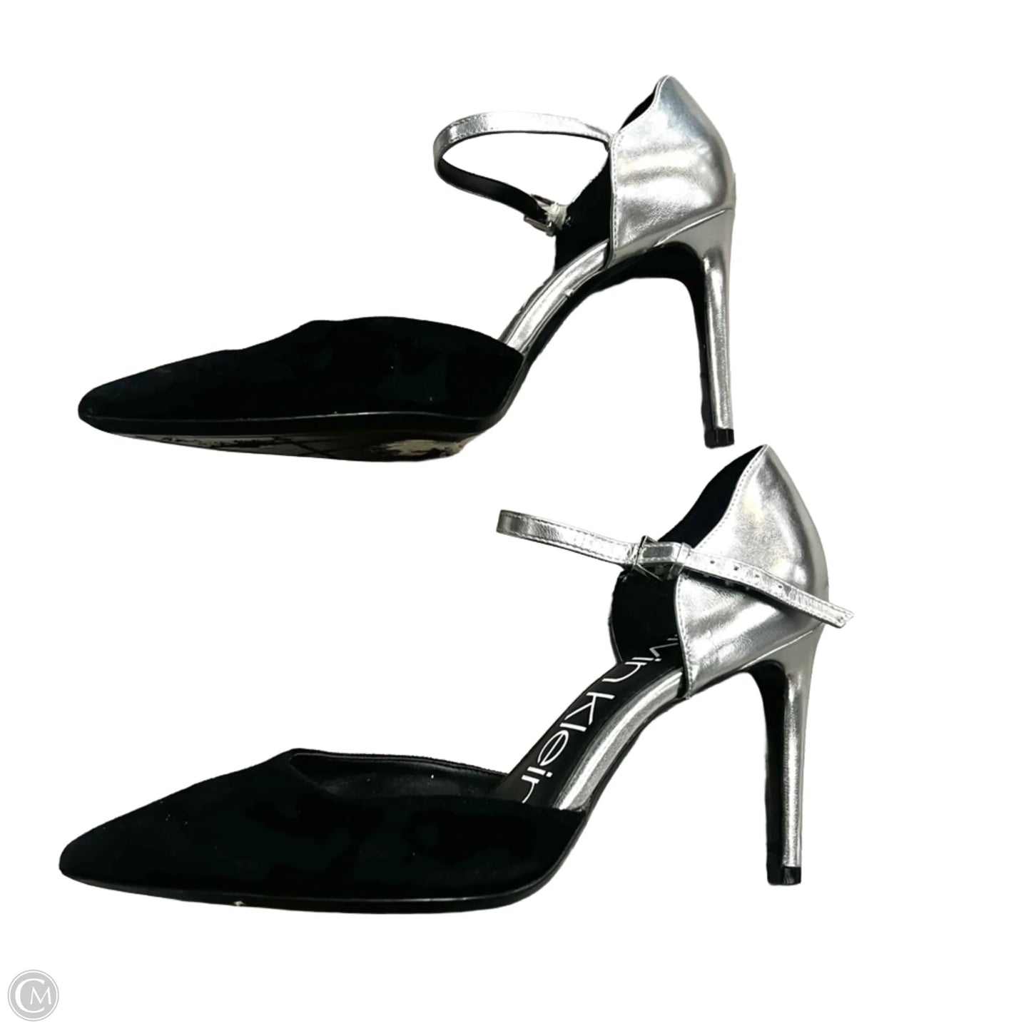Shoes Heels Stiletto By Calvin Klein In Black & Silver, Size: 8.5