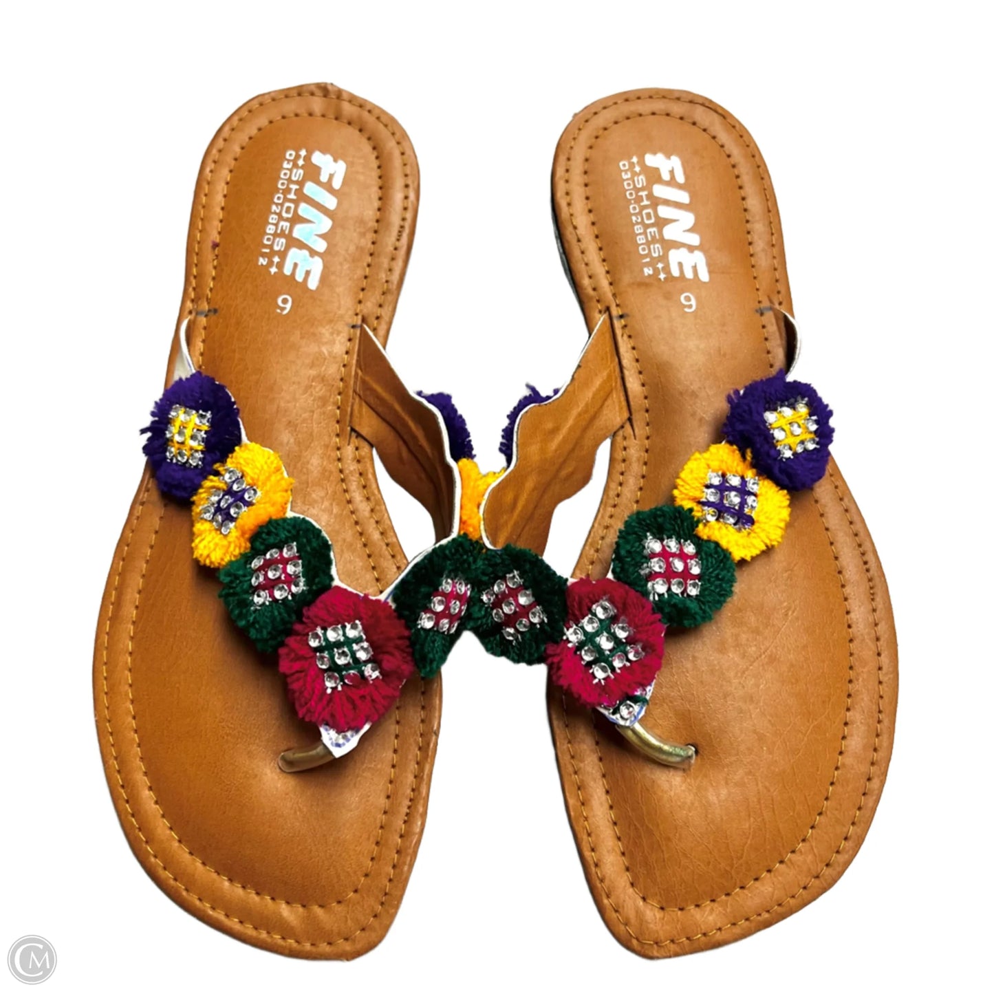 Sandals Flats By Fine In Green & Purple, Size: 6