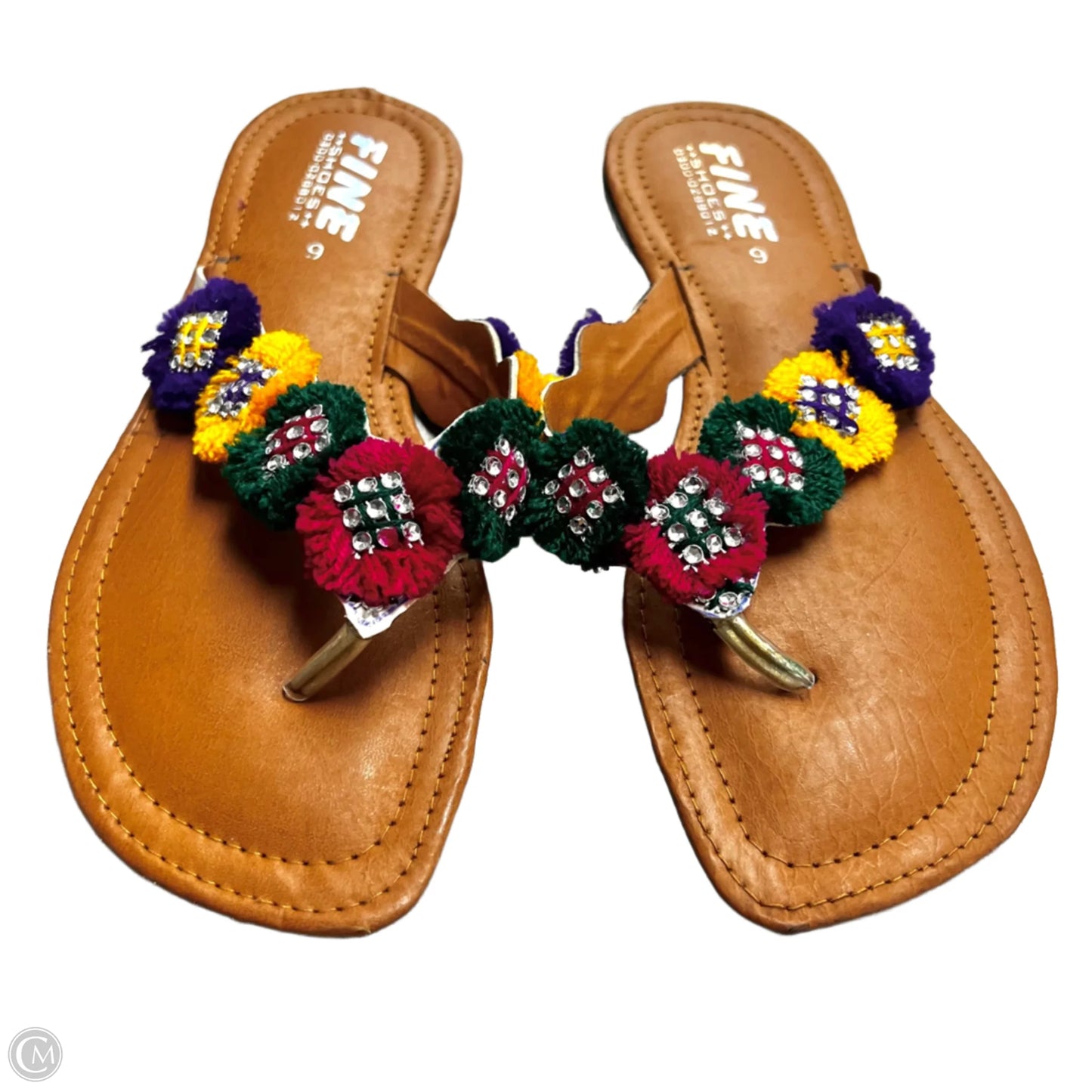 Sandals Flats By Fine In Green & Purple, Size: 6