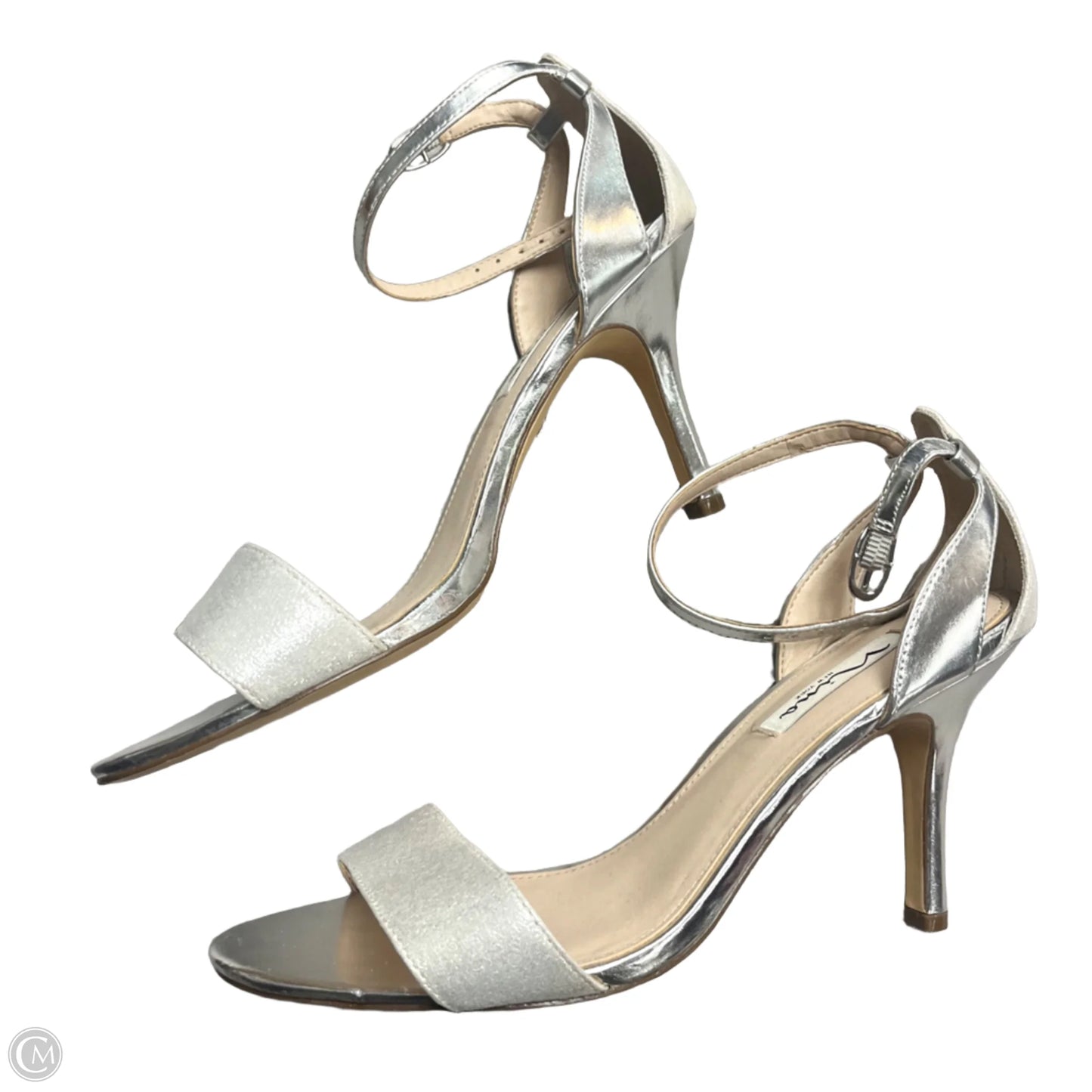 Sandals Heels Kitten By Nina In Silver, Size: 8.5