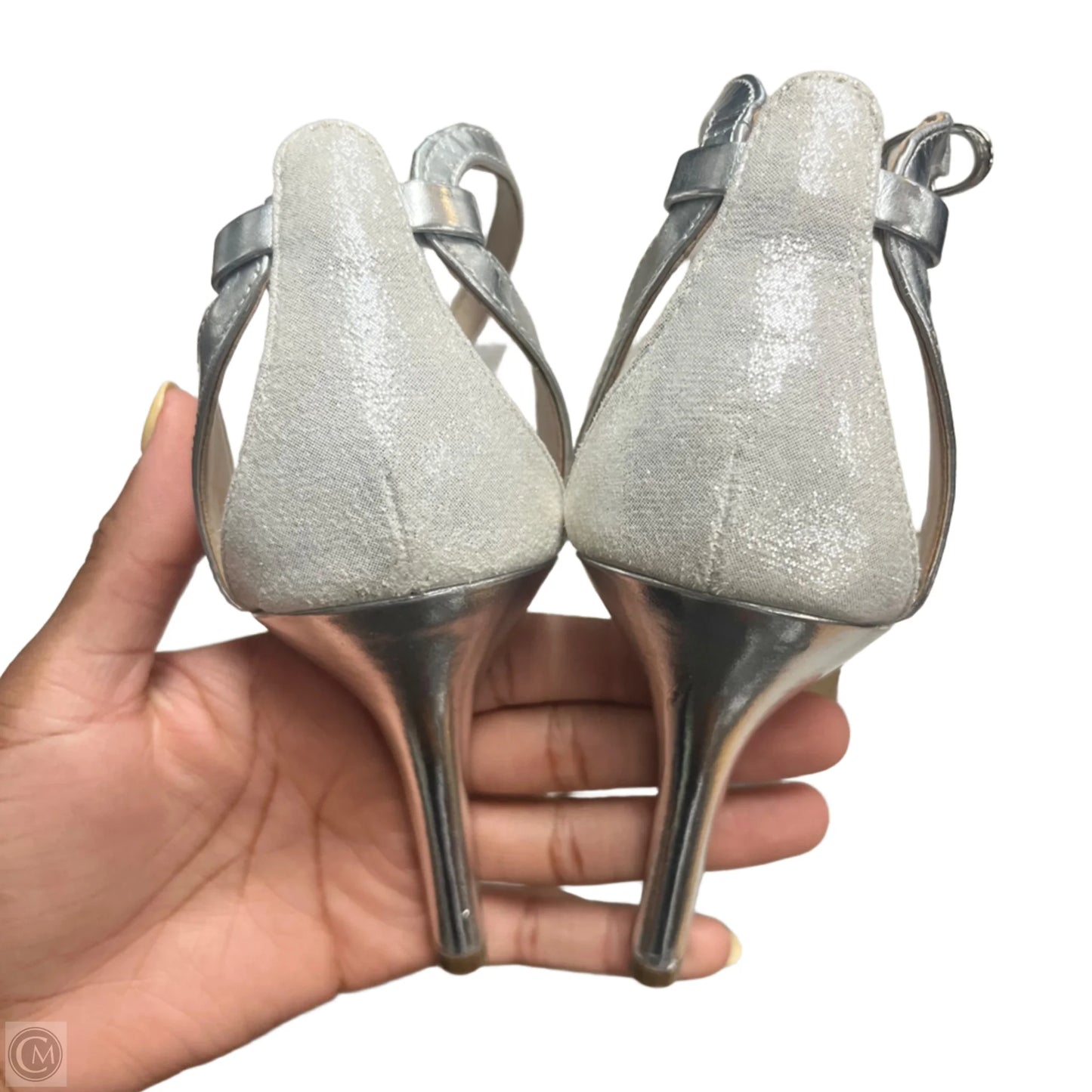 Sandals Heels Kitten By Nina In Silver, Size: 8.5