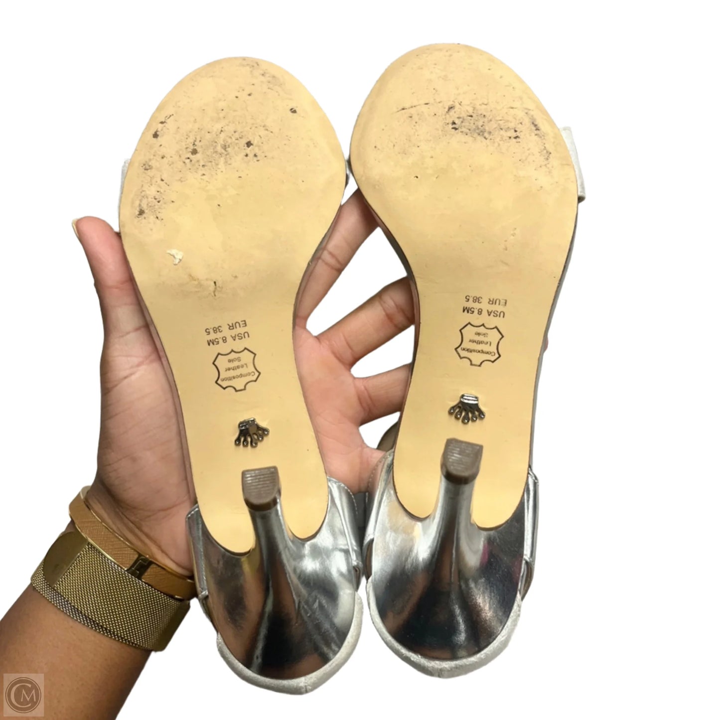 Sandals Heels Kitten By Nina In Silver, Size: 8.5