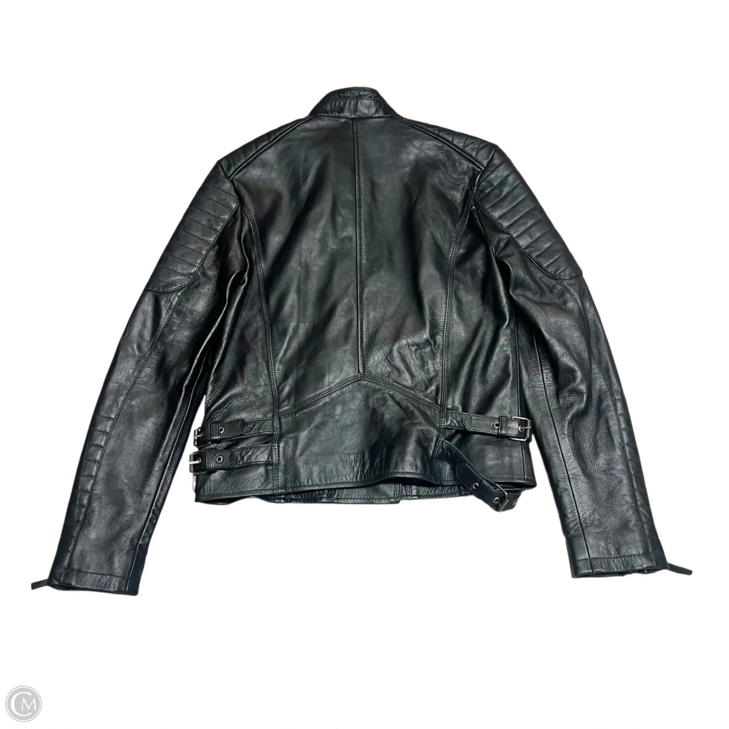 Jacket Moto Leather By Real Leather In Black, Size: M
