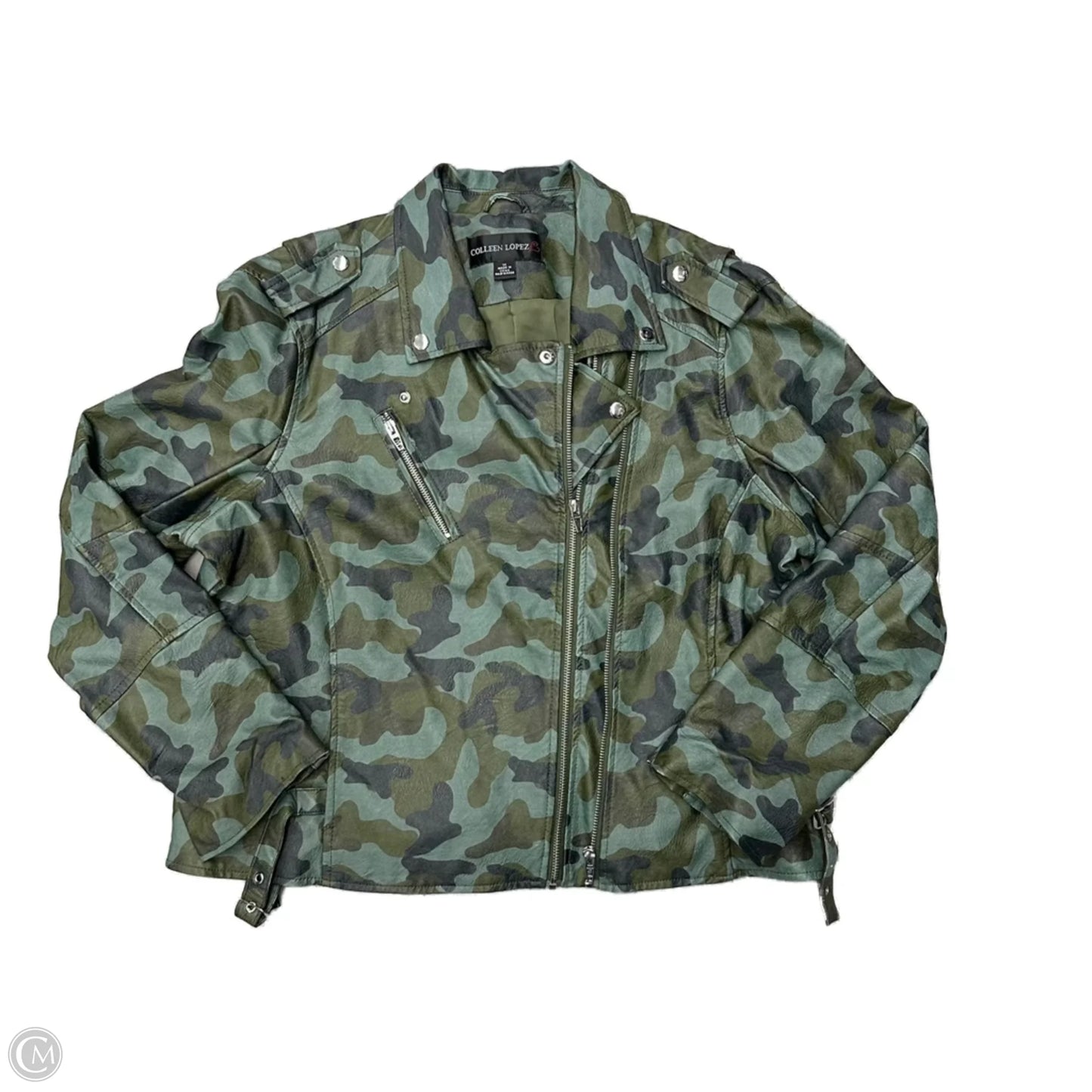 Jacket Moto By Colleen Lopez In Camouflage Print, Size: 1x