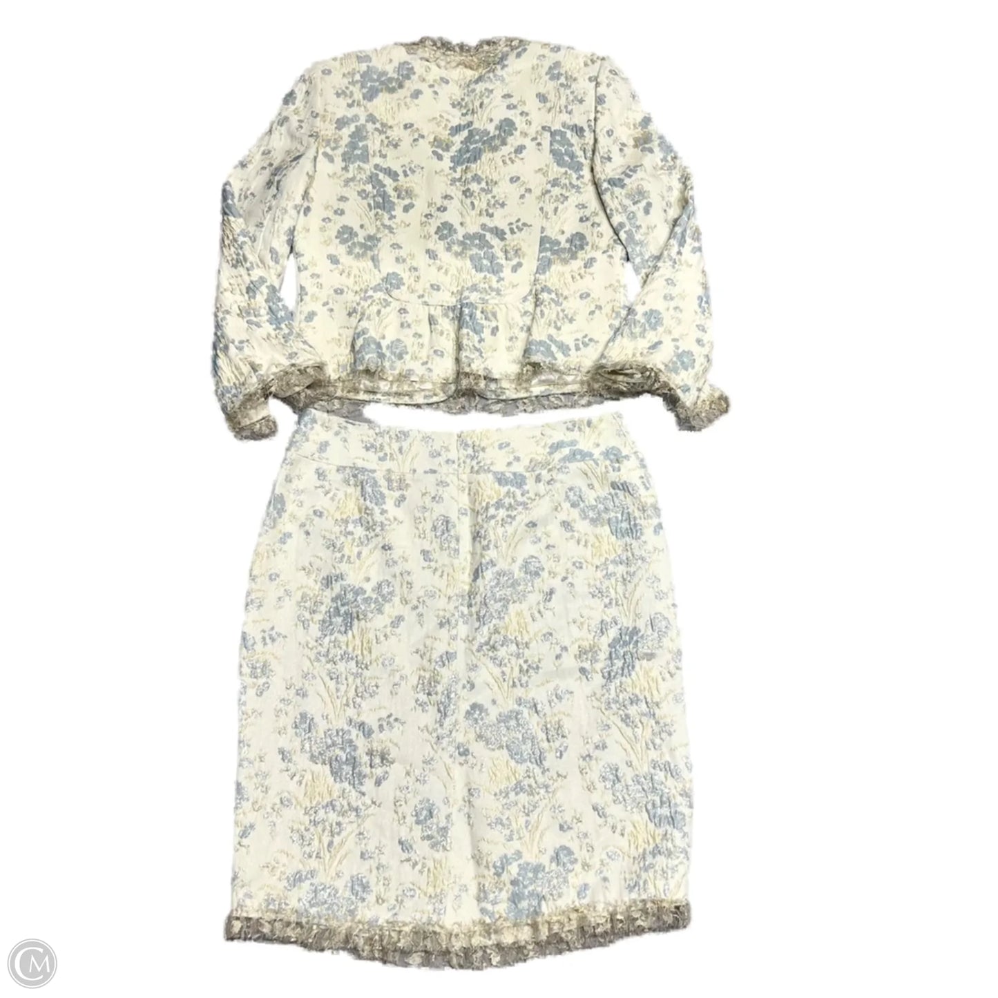 Skirt Set 2pc By Albert Nipon In Blue & Cream, Size: Xl
