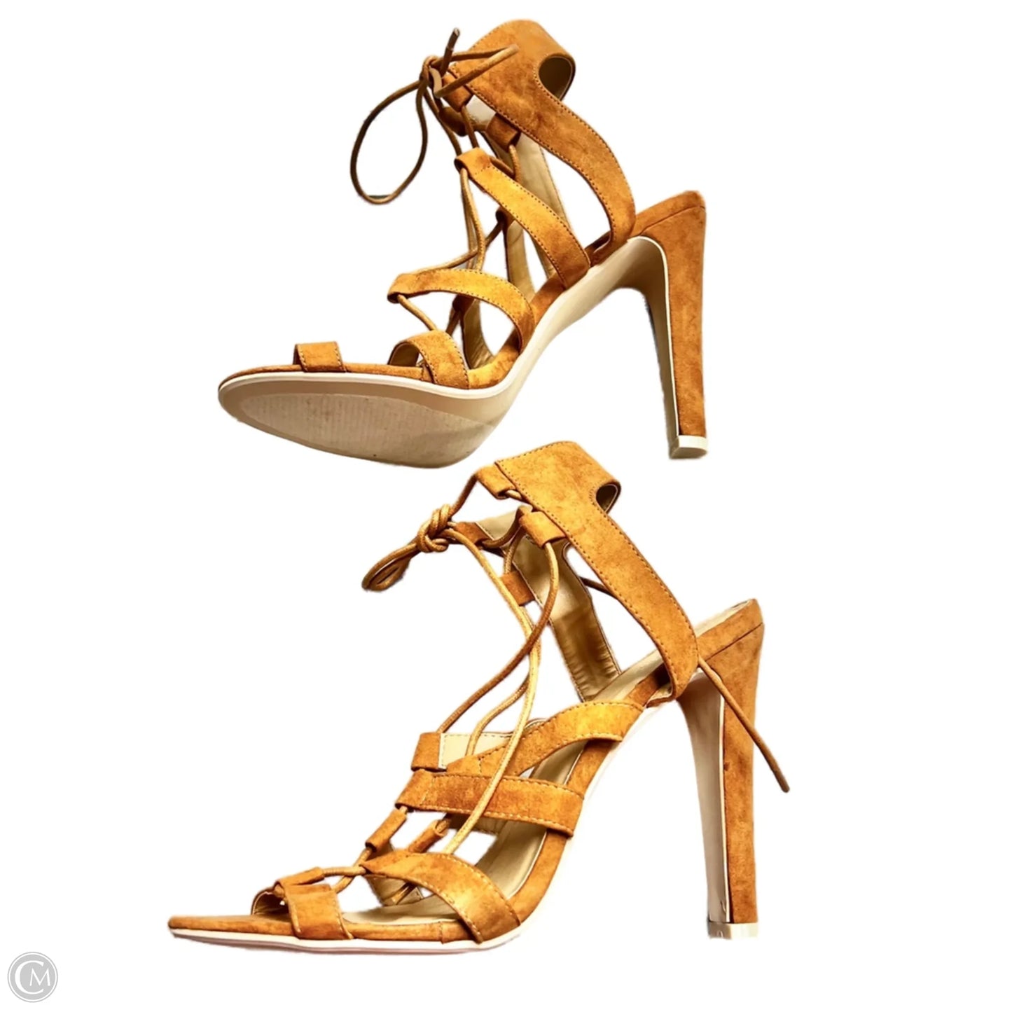 Sandals Heels Block By Charlotte Russe In Tan, Size: 10