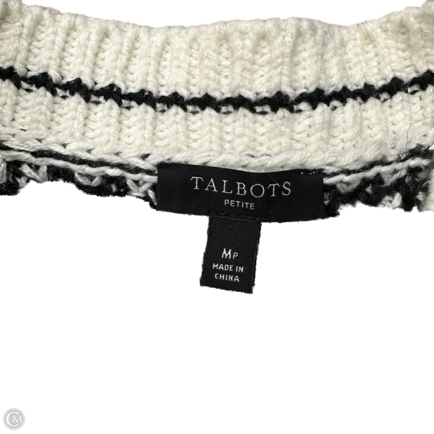 Sweater Cardigan By Talbots In Black & White, Size: M