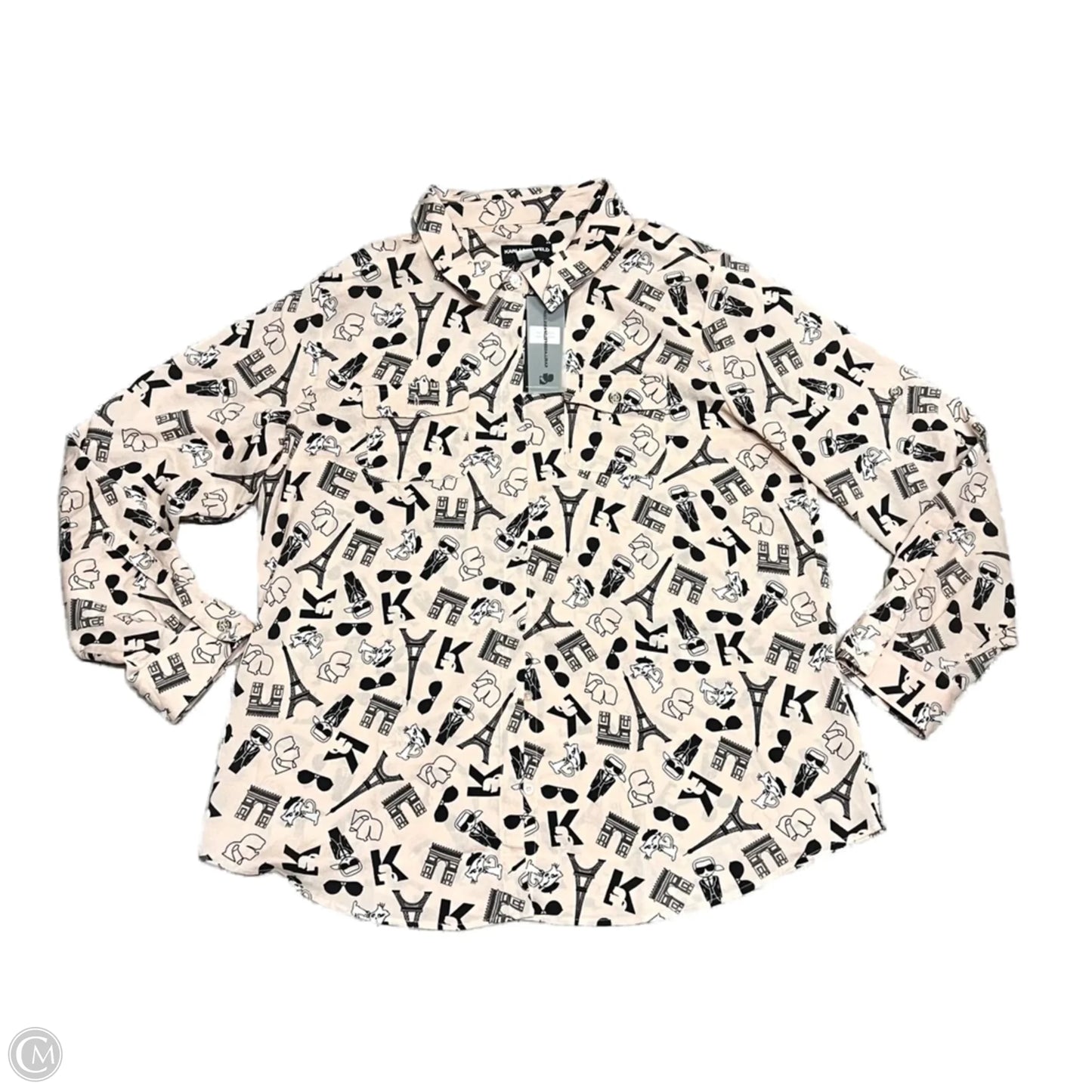 Top Long Sleeve Designer By Karl Lagerfeld In Peach, Size: Xl