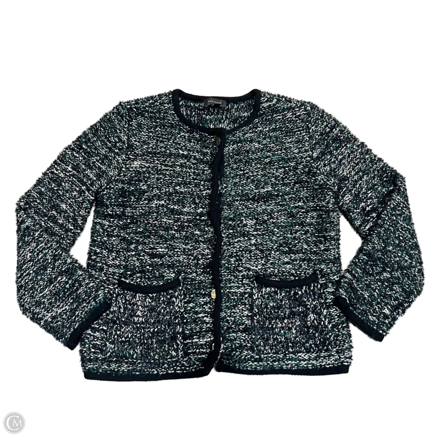 Blazer By Ann Taylor In Black & Green, Size: M