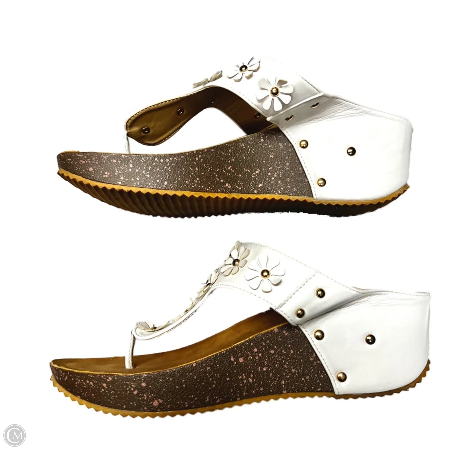 Sandals Heels Wedge In Cream, Size: 12.5