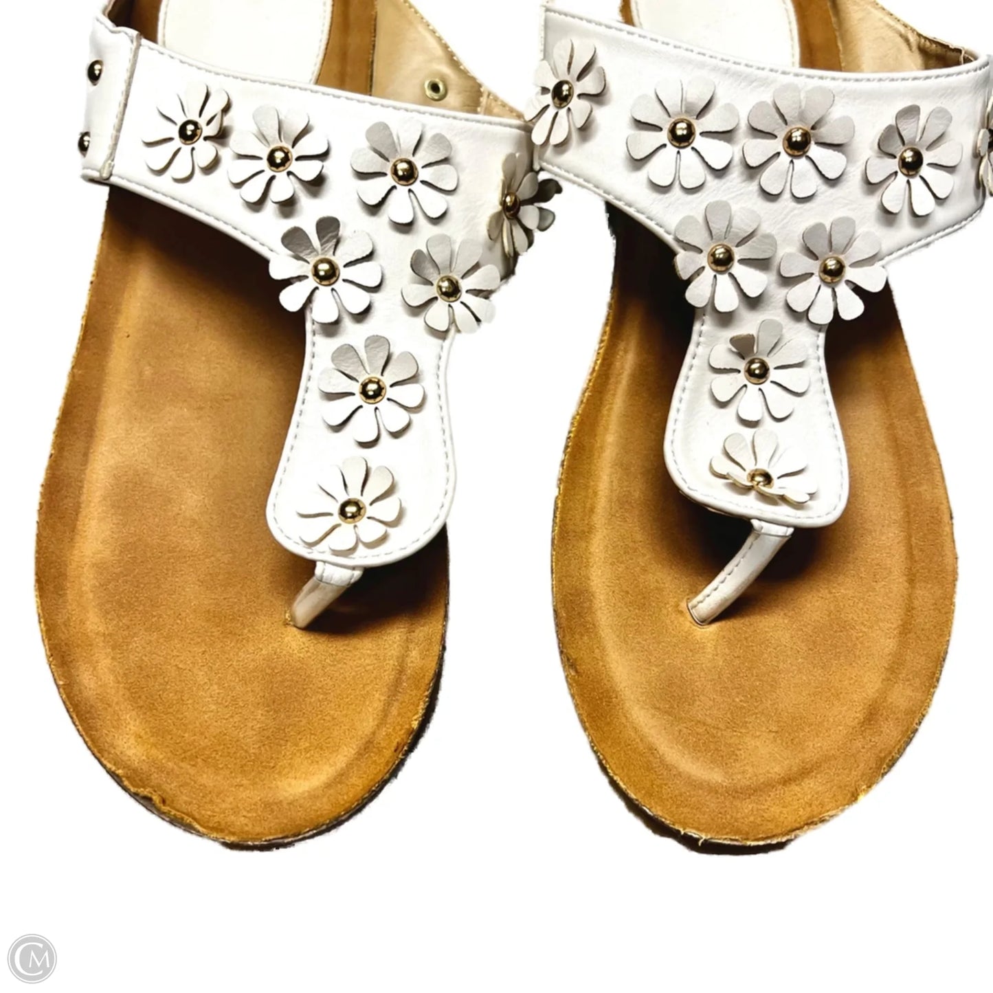 Sandals Heels Wedge In Cream, Size: 12.5