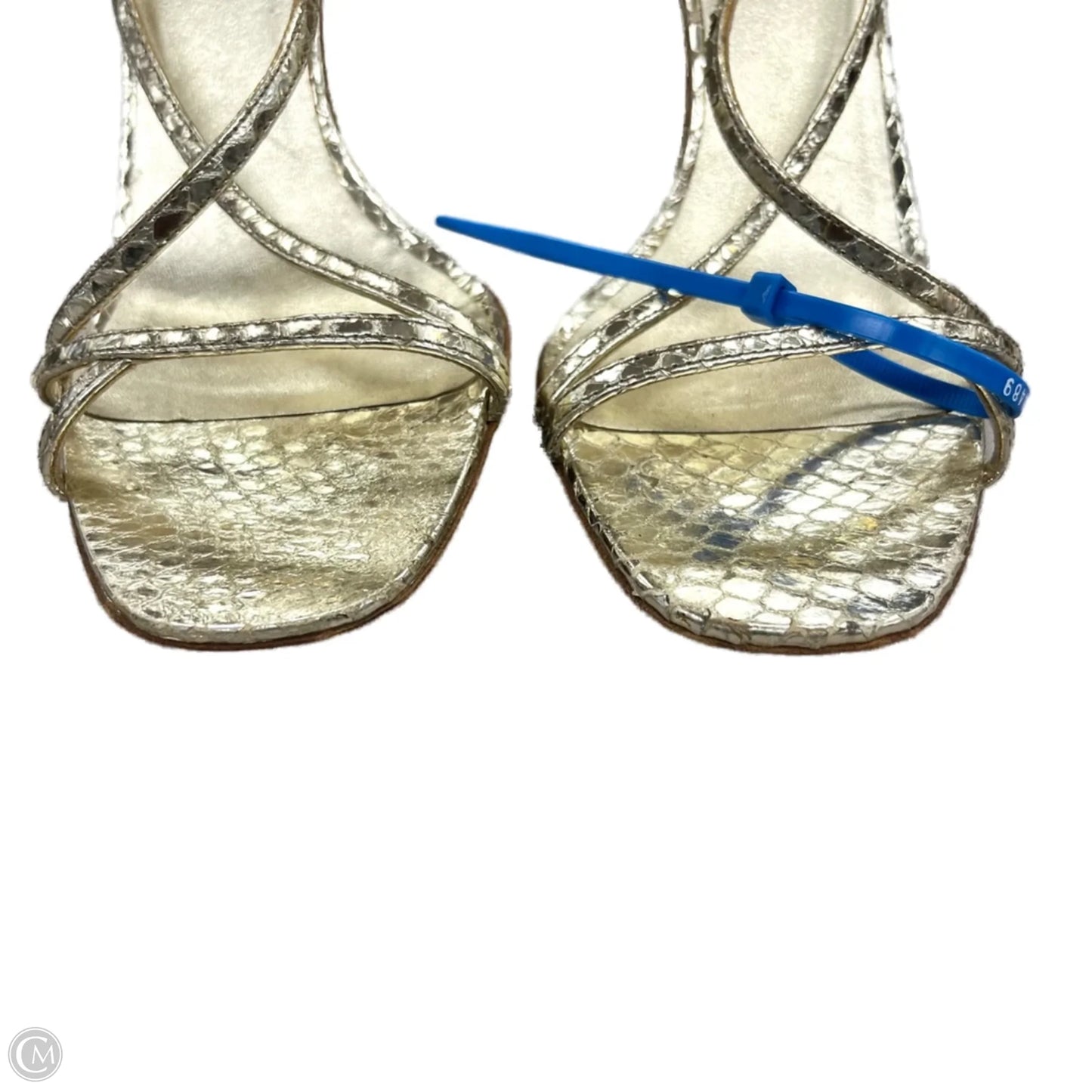 Sandals Luxury Designer By Prada In Gold, Size: 8.5