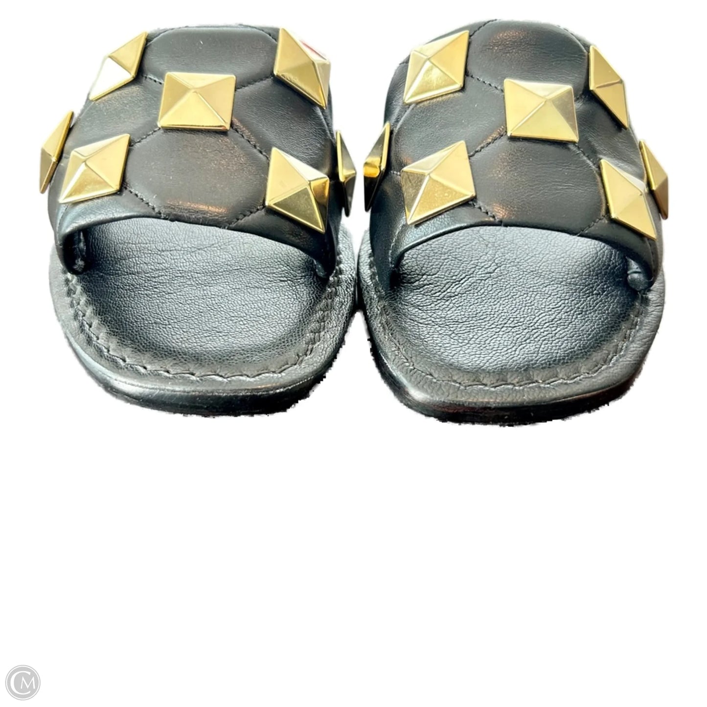 Sandals Flats By Tyche In Black & Gold, Size: 8