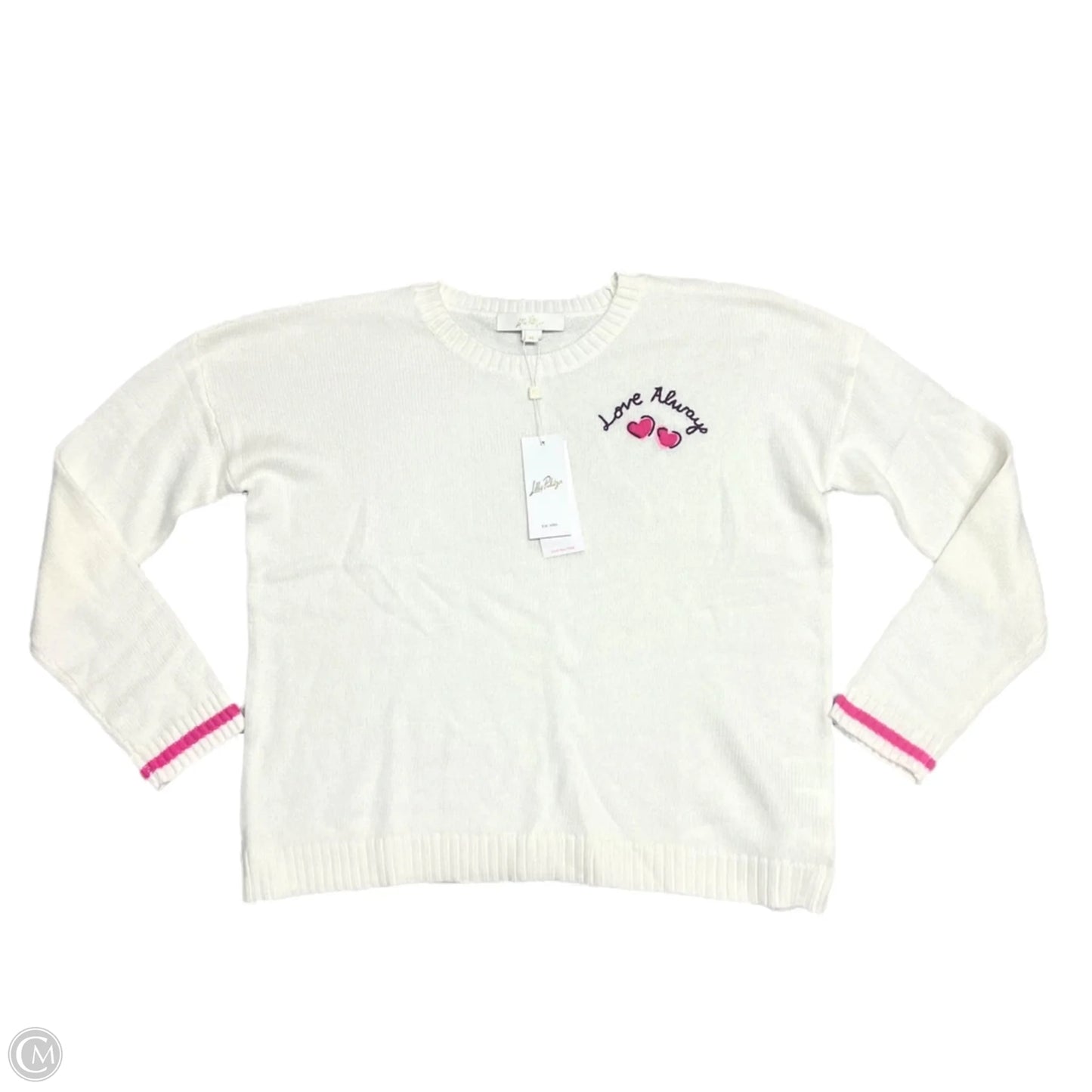 Sweater Designer By Lilly Pulitzer In Cream & Pink, Size: M
