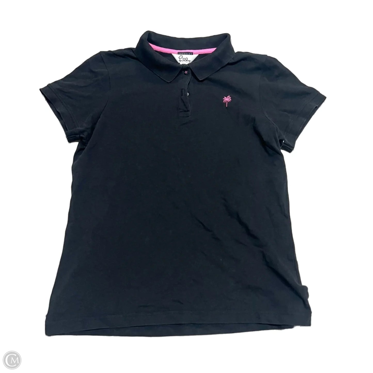 Top Short Sleeve Designer By Lilly Pulitzer In Black, Size: Xl