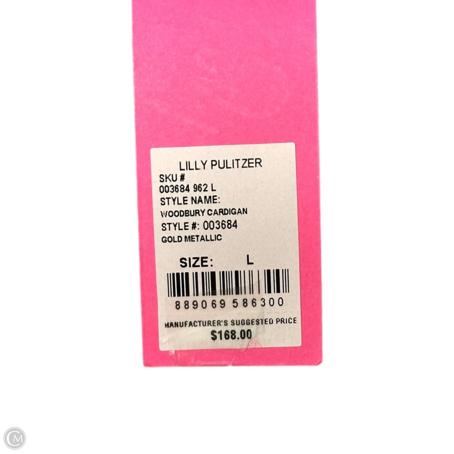 Sweater Cardigan Designer By Lilly Pulitzer In Gold, Size: L