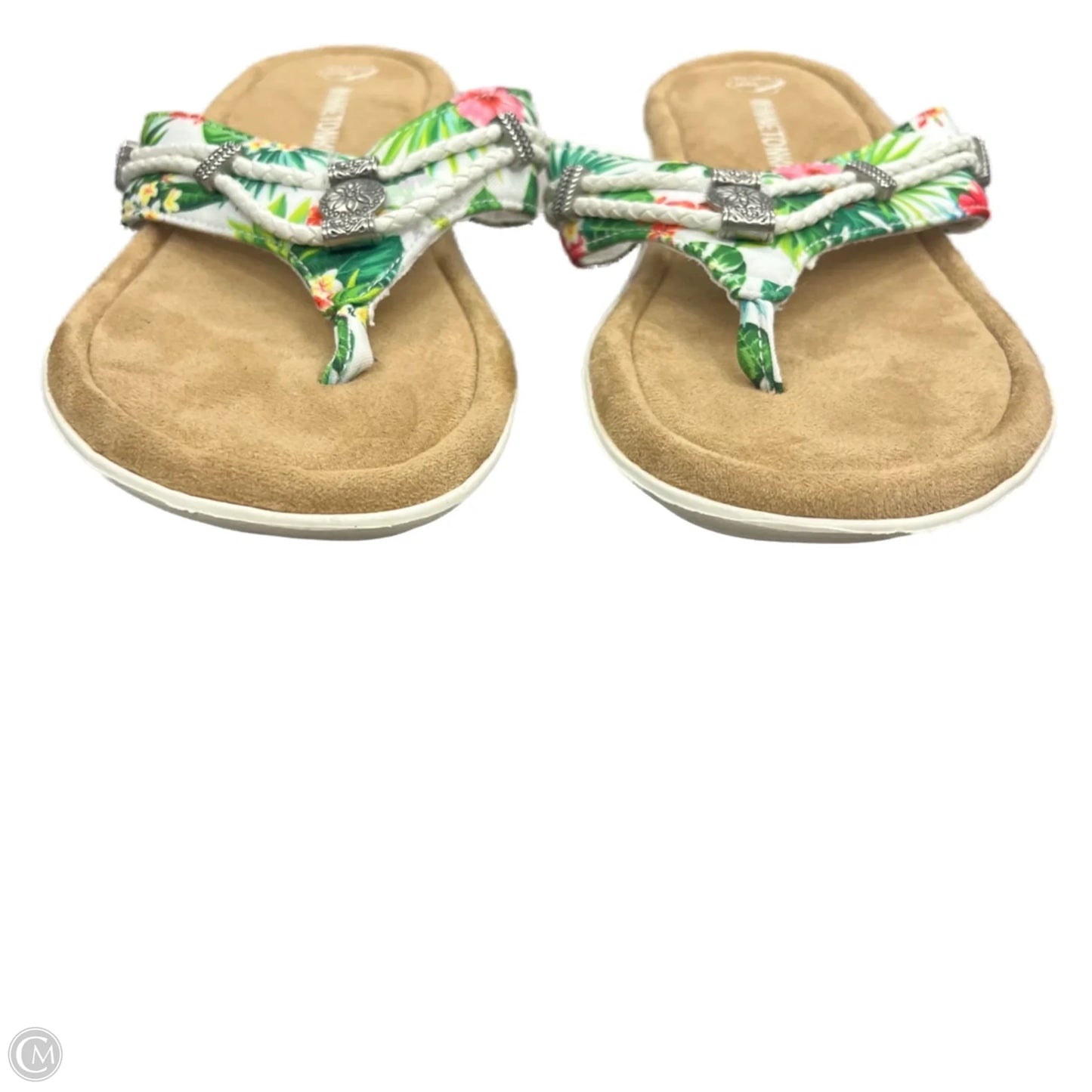 Sandals Flats By Minnetonka In Green & White, Size: 9