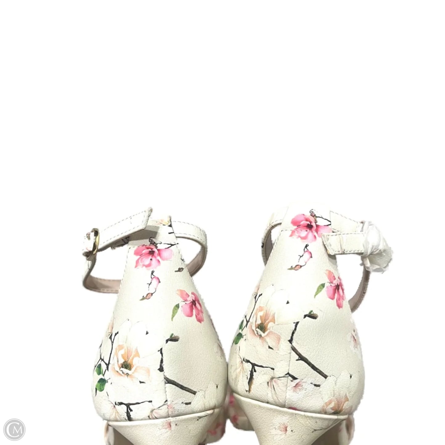 Sandals Heels Kitten By Kelly And Katie In Cream & Pink, Size: 9