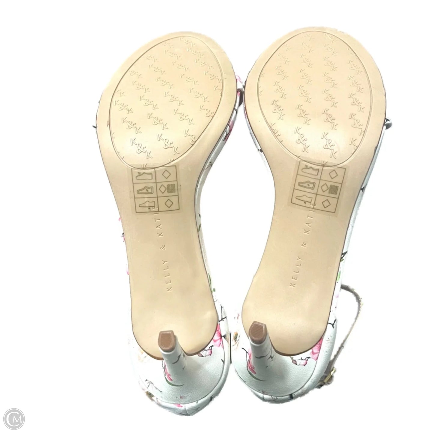 Sandals Heels Kitten By Kelly And Katie In Cream & Pink, Size: 9
