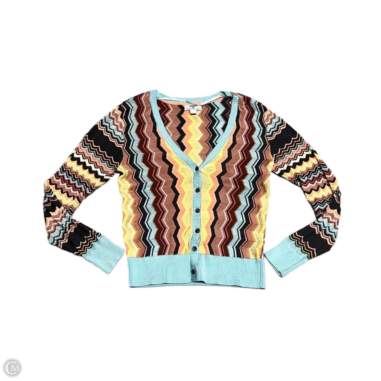 Sweater Cardigan By Missoni In Blue & Orange, Size: S