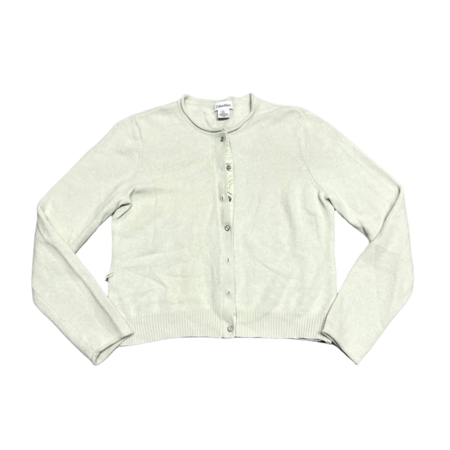Sweater Cardigan By Calvin Klein In Green, Size: L