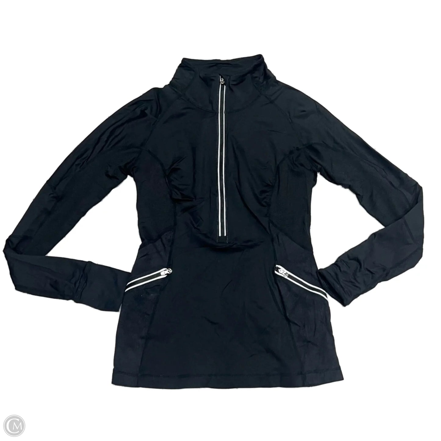 Athletic Top Long Sleeve Collar By Lululemon In Black, Size: S