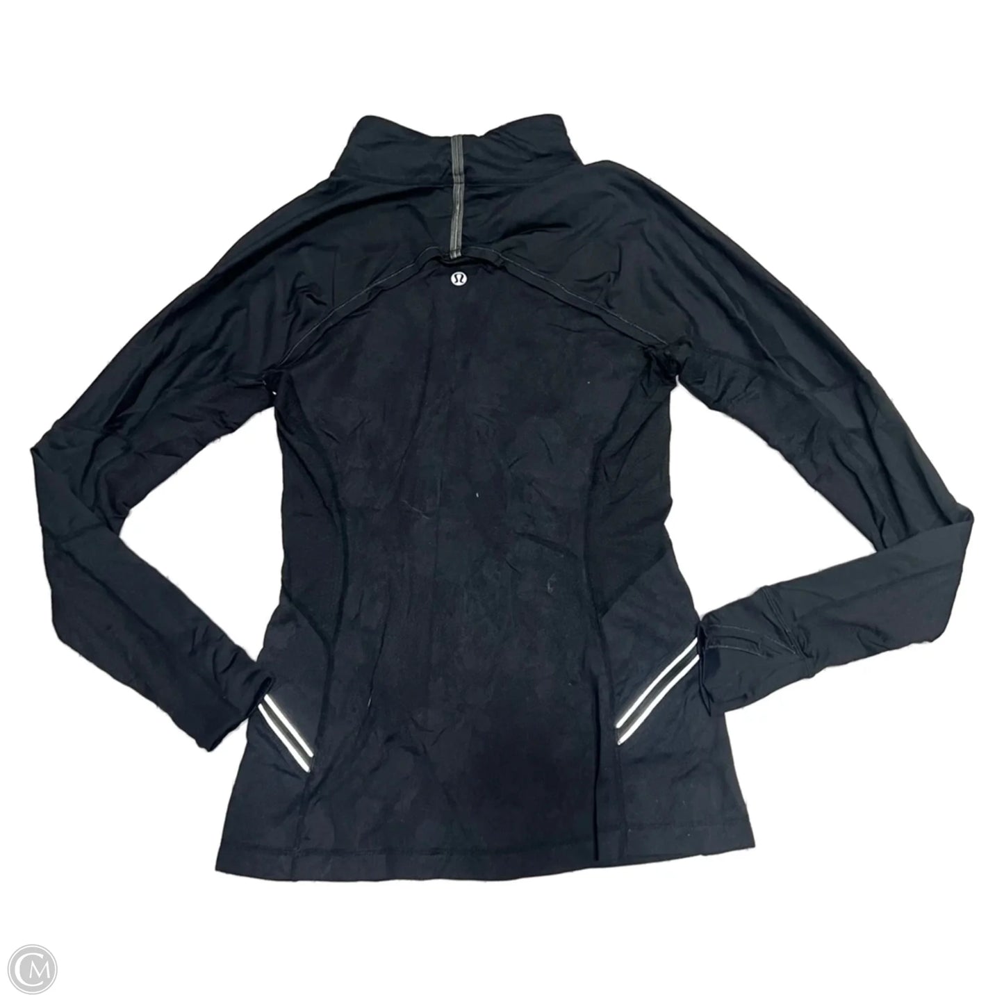 Athletic Top Long Sleeve Collar By Lululemon In Black, Size: S